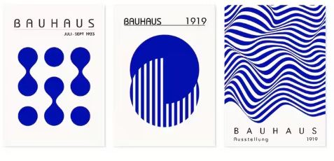 Bauhaus Blue Abstract Art Work